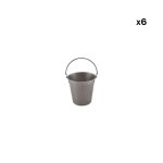Lot de 6 seau de service argent en mtal 13, 5xh13cm