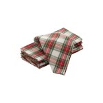 Lot de 6 serviettes de nol en coton blanc 45x45 cm