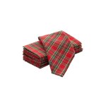 Lot de 6 serviettes de nol en coton rouge 45x45 cm