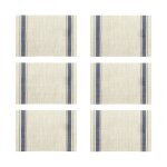 Lot de 6 sets de table tissé en pvc beige et bleu 45x30cm Lot de 6 sets de table tissé en pvc beige et bleu 45x30cm