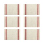 Lot de 6 sets de table tissé en pvc beige et rouge 45x30cm Lot de 6 sets de table tissé en pvc beige et rouge 45x30cm