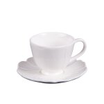 Lot de 6 tasse  caf avec sous tasse 10 cl blanc en porcelaine