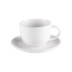Lot de 6 tasse et sous - tasse à thé 22 cl blanc en porcelaine Lot de 6 tasse et sous - tasse à thé 22 cl blanc en porcelaine
