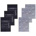 Lot de 6 torchons en coton 230 g / m multicolore 50x70