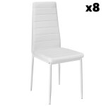 Lot de 8 chaises avec strass en cuir synthétique ergonomiques blanc Lot de 8 chaises avec strass en cuir synthétique ergonomiques blanc