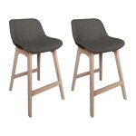 Lot de chaises d'ilot et bar en chêne et assise tissu gris 65cm Lot de chaises d'ilot et bar en chêne et assise tissu gris 65cm