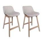 Lot de chaises d'ilot et bar en chne et assise tissu gris 65cm