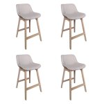 Lot de chaises d'ilot et bar en chne et assise tissu gris 65cm