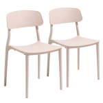 Lot de deux chaises en polypropylne rose