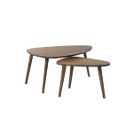 Lot de tables basses en mindi massif finition noyer Lot de tables basses en mindi massif finition noyer