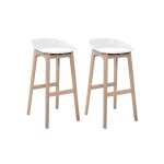 Lot de tabourets de bar en chne et assise plastique 75cm