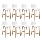 Lot de tabourets de bar et d'îlot en chêne et assise plastique 65cm Lot de tabourets de bar et d'îlot en chêne et assise plastique 65cm