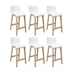 Lot de tabourets de bar et d'îlot en chêne et assise plastique 65cm Lot de tabourets de bar et d'îlot en chêne et assise plastique 65cm