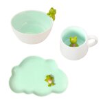Lot de vaisselle enfant en grs turquoise