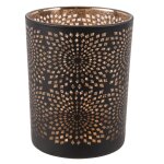 Lumignon en verre ajouré noir et cuivré Lumignon en verre ajouré noir et cuivré