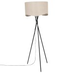 Luminaire industriel en mtal noir et abat - jour en coton gris h150