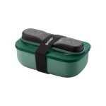 Lunch box verte avec compartiment et set de 3 couverts en inox