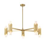 Lustre 10 lumières acier, globe en verre opalin Lustre 10 lumières acier, globe en verre opalin