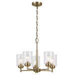Lustre 5 lumires acier, verre transparent bull