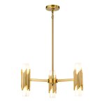Lustre 6 lumières acier, globe en verre opalin Lustre 6 lumières acier, globe en verre opalin