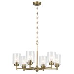Lustre 6 lumières acier, verre transparent bullé Lustre 6 lumières acier, verre transparent bullé
