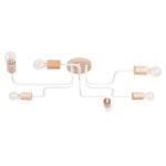 Lustre acier / bois blanc h 17 cm