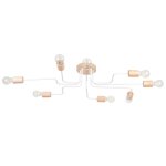 Lustre acier / bois blanc h 17 cm