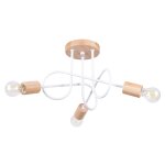 Lustre acier / bois blanc h 26 cm Lustre acier / bois blanc h 26 cm