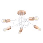 Lustre acier / bois blanc h 26 cm