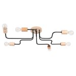 Lustre acier / bois noir h 17 cm