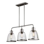 Lustre en acier et verre, nickel satin