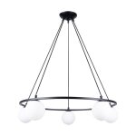 Lustre acier / verre noir h 98 cm