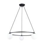 Lustre acier / verre noir h 98 cm