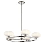 Lustre en acier et verre opale satiné finition chrome poli Lustre en acier et verre opale satiné finition chrome poli