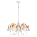 Lustre enfant 5 lumires blanc et abat - jour multicolores de bonbons