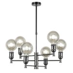Lustre graphite 6 lumires mtal noir rtro