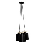 Lustre grappe cinque h90cm bois, metal abat - jour mtal noir