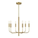 Lustre en m�tal et abat - jour en lin laiton bruni