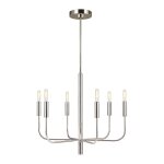 Lustre en mtal et abat - jour en lin nickel poli
