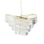 Lustre en mtal dor et pampilles