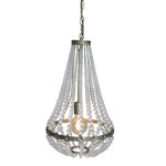 Lustre avec prisme en verre et fer laiton antique �. 35. 5 x ht. 60 cm