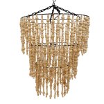 Lustre - suspension en perles de bois d 40 cm Lustre - suspension en perles de bois d 40 cm