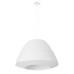 Lustre tissu / verre / acier blanc h 138 cm Lustre tissu / verre / acier blanc h 138 cm
