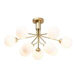 Lustre en verre blanc et dor 72 cm