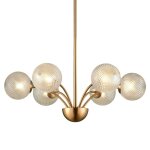 Lustre en verre dor / laiton 58 cm
