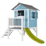 Maisonnette enfant xl avec toboggan vert clair, en bois fsc, bleu Maisonnette enfant xl avec toboggan vert clair, en bois fsc, bleu