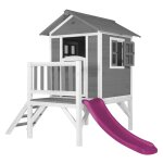 Maisonnette enfant xl avec toboggan en violet en bois fsc, gris Maisonnette enfant xl avec toboggan en violet en bois fsc, gris