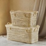 Malle de rangement feuille de palmier osier naturel 30 x 60 Malle de rangement feuille de palmier osier naturel 30 x 60