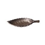 Mangeoire  oiseaux feuille abreuvoir jardin en fonte marron 26cm