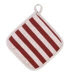 Manique de cuisine en coton  rayures beige et bordeaux 20x20